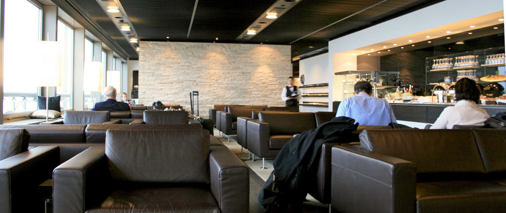 A view of the SWISS first class lounge in Zurich. One of the top airport lounges in the world.