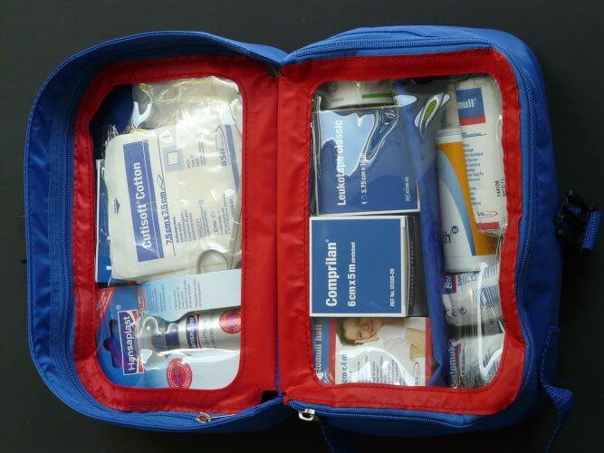 An image of a basic first aid kit