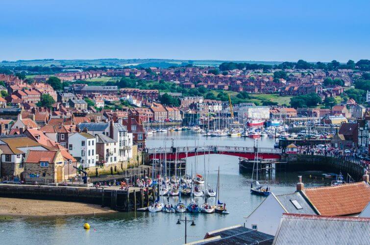 A pic of the village of Whitby on a fine summers day