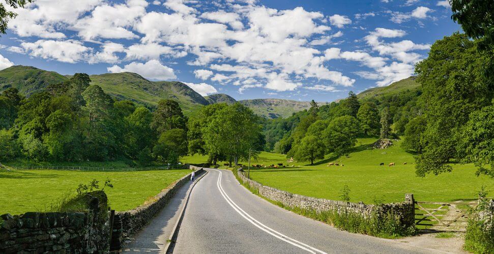 A picture of a road in the lake district shot in the month of June