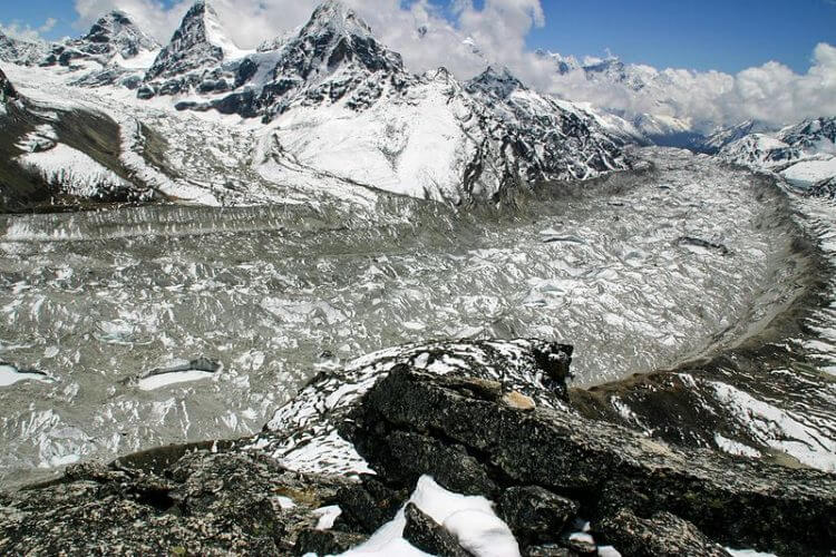 A view of the largest glacier in the Everest region