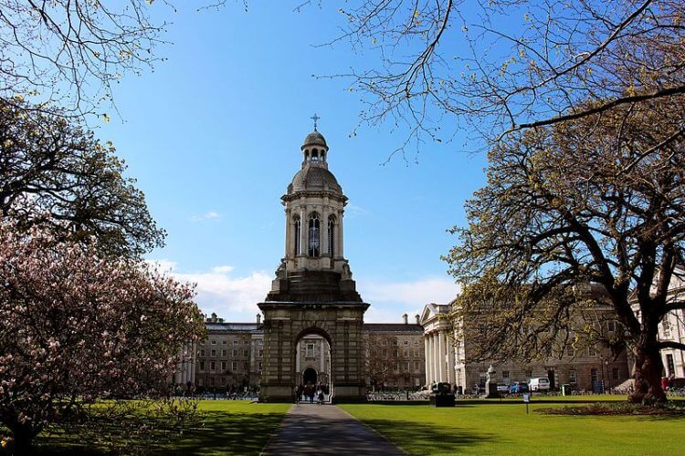 The trinity college campus in Dublin is photographed here
