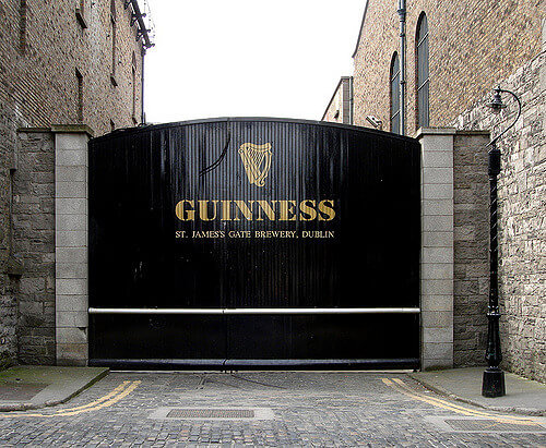 A photo of the st james gate guiness brewery in Dublin