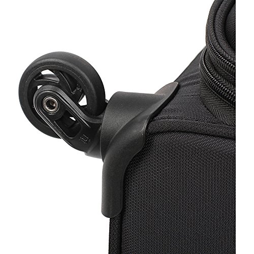 The wheels on one of the best suitcases for travelers made by Swissgear