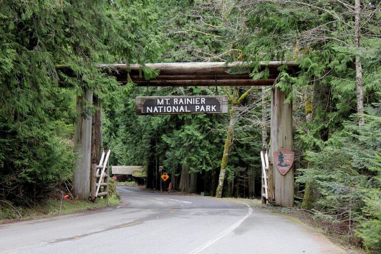 The entrance to the Mount Rainier National park is shown here