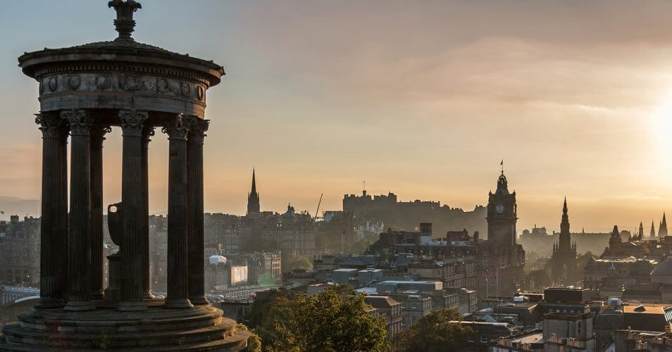 Edinburgh's skyline as seen from Calton Hill is seen here