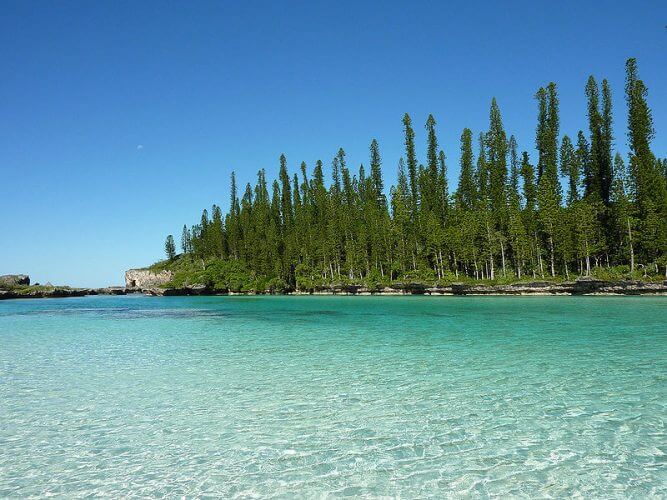 A beach in new Caledonia is pictured here