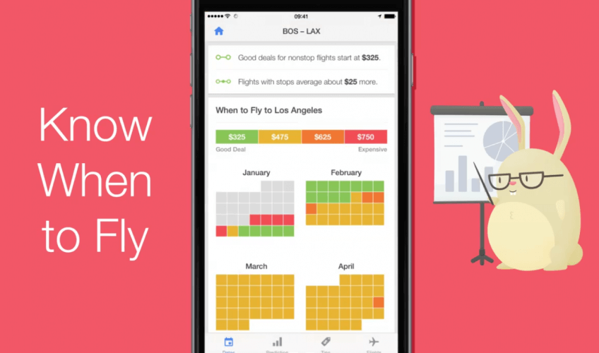 A screenshot of the hopper app that is useful for travelers