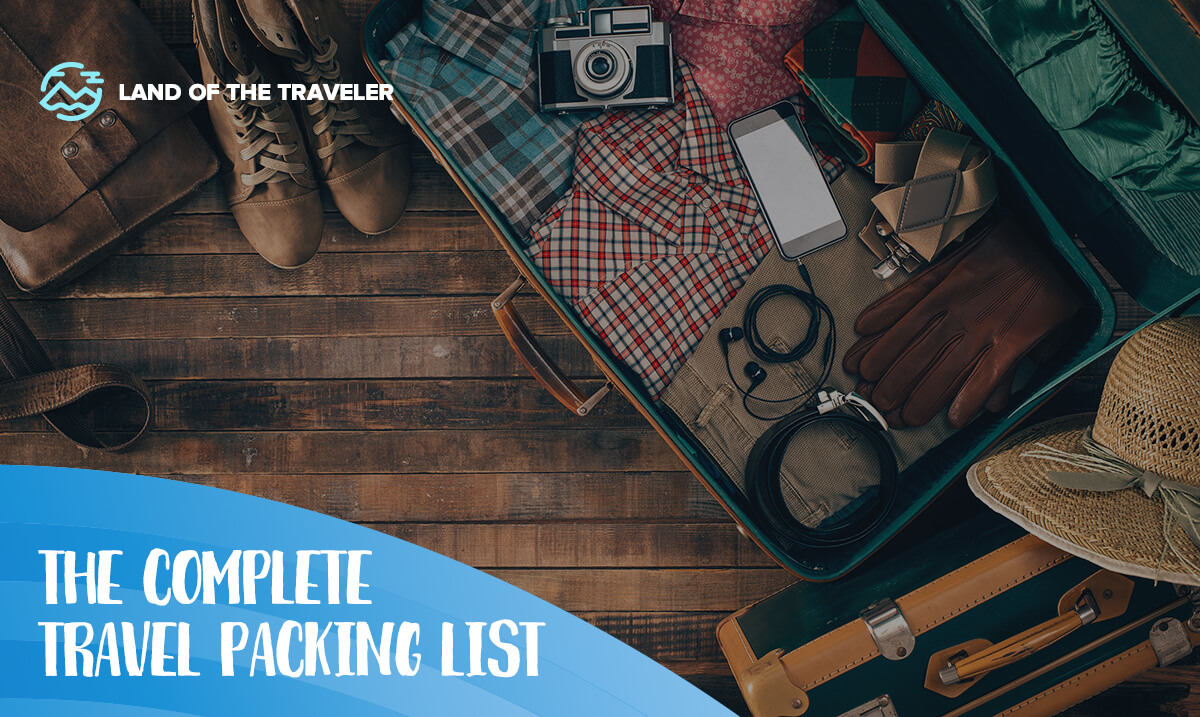 An image of packing list items for travel