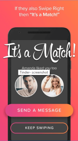 A screenshot of the tinder app which one can use on his or her travels is seen here
