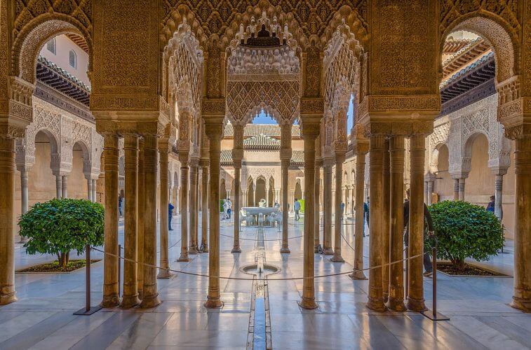 An image of the inside of Alhambra in Andalusia 