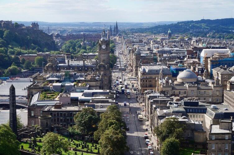 the city of Edinburgh from above