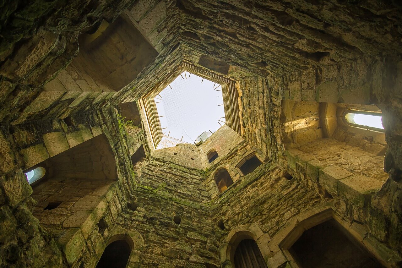The inside of Bodiam Castle