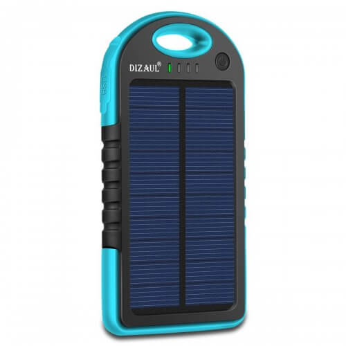 5. Solar Charger,Dizaul 5000mAh Portable Solar Power Bank