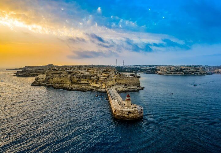 Sunrise over the Harbor in Valletta Malta