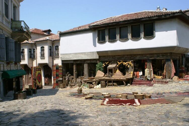 An image of the bazaar in the old town in Plovdiv bulgaria