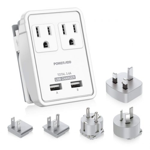 6. Poweradd 2-Outlet International Travel Adapter/ Charger