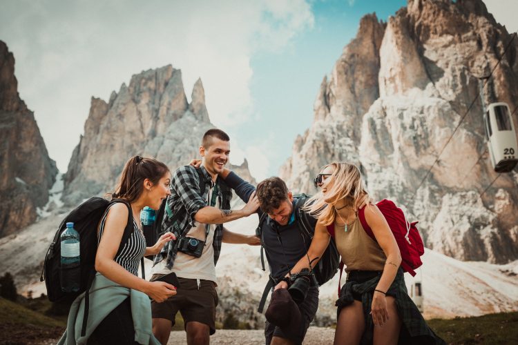Group of friends in the Dolomites